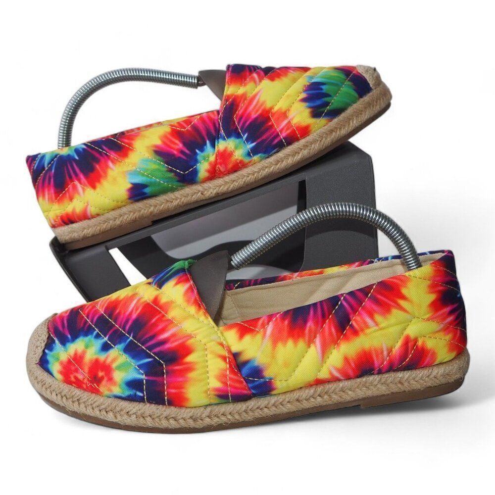 Yoki‎ Juno Rainbow Tie Dye Espadrille Slip-on Flat Shoes Women's 9.5-10
